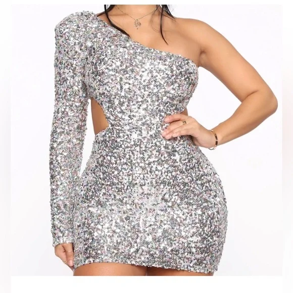 Fashion Nova | Dresses | Fashion Nova More Time To Shine Mini Dress  Silvermulti